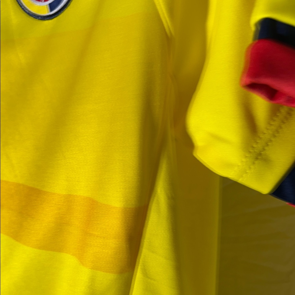 adidas Men’s Yellow Colombia National Team Jersey with Navy & Red Accents - Picture 5 of 8
